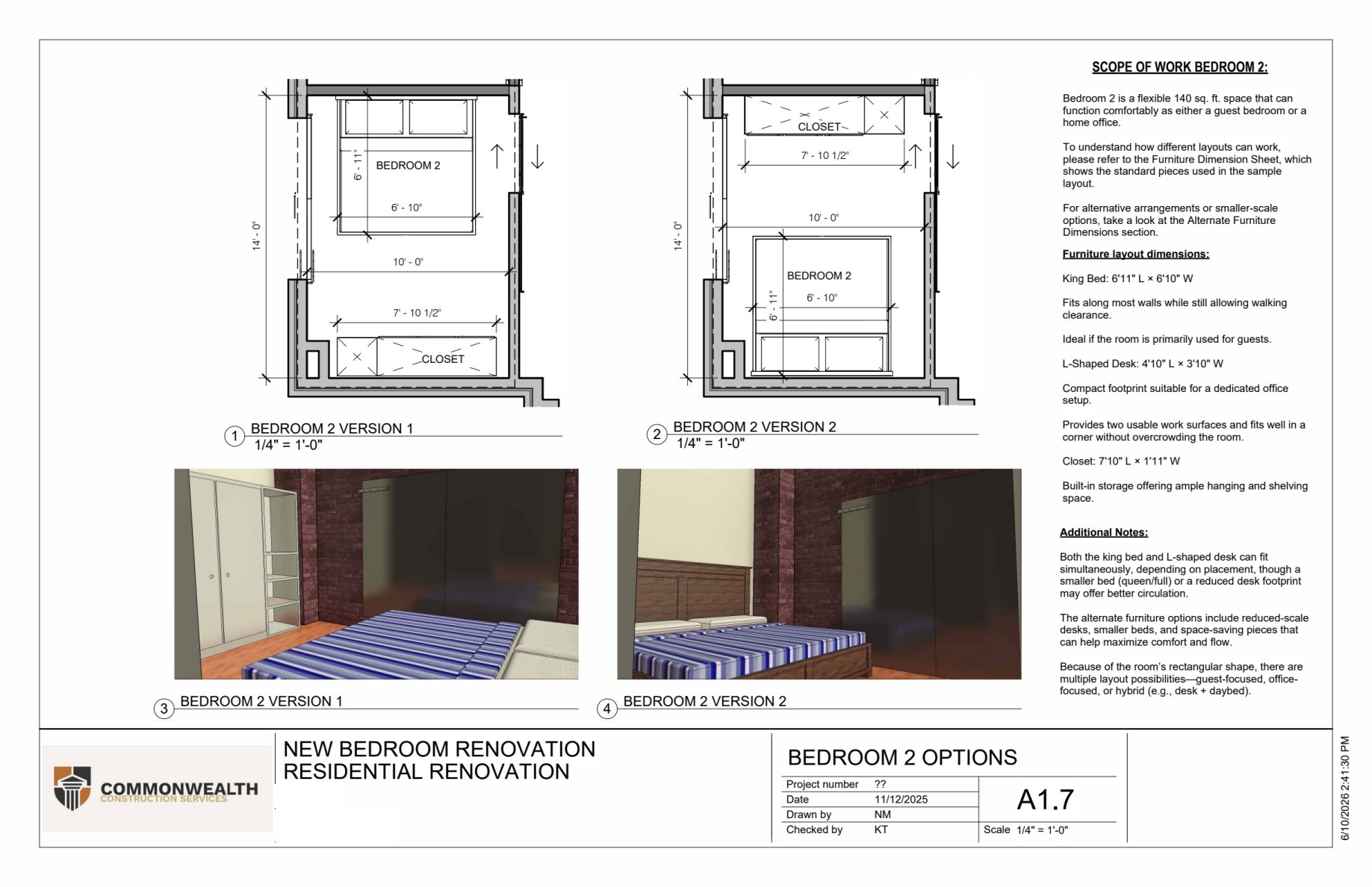 Sheet 8 — Bedroom 2 Options