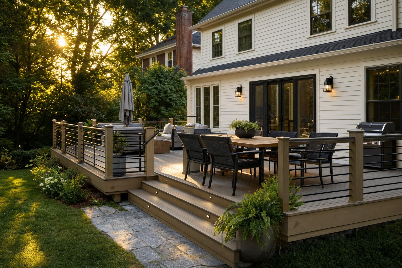 Residential deck renovation — exterior rendering